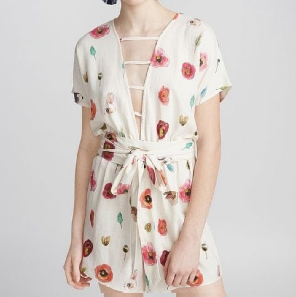 Pepa Loves cream romper, rabbit floral jumpsuit pepaloves